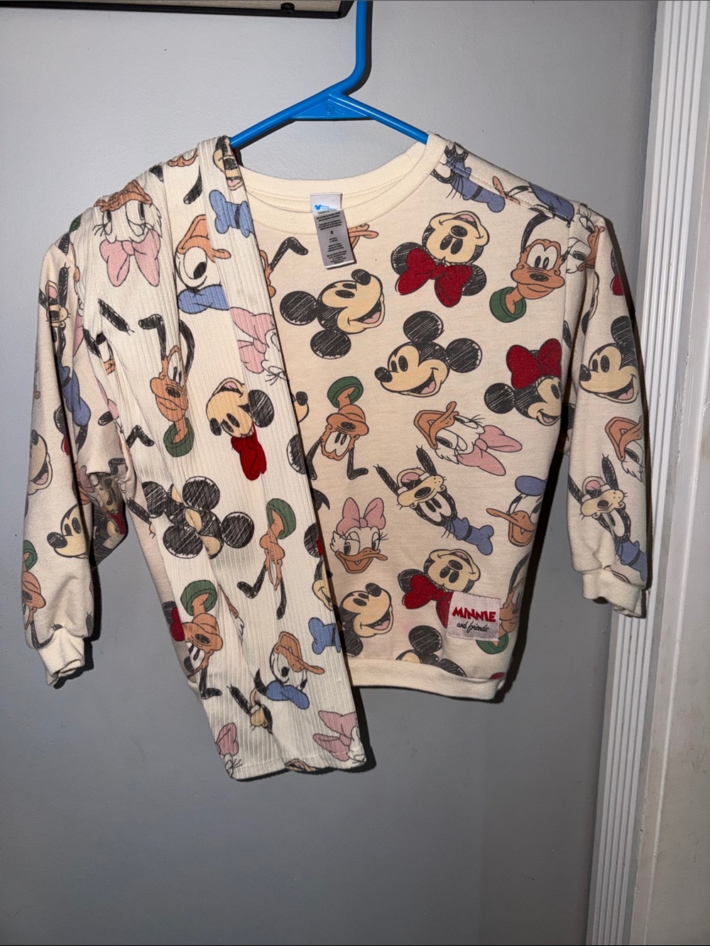 Disney Mickey and Friends Cream Sweatshirt with Multicolor Character Faces